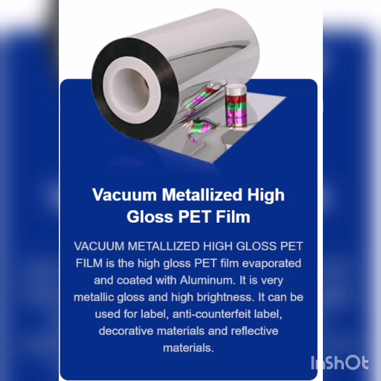Vacuum metallized high gloss pet film